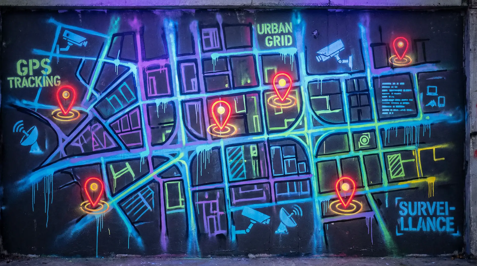 神风怪盗贞德粤语 狗仔追踪地图 - 城市涂鸦风格